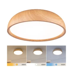 Paulmann Oka LED-kattovalaisin IP44 CCT puuoptinen