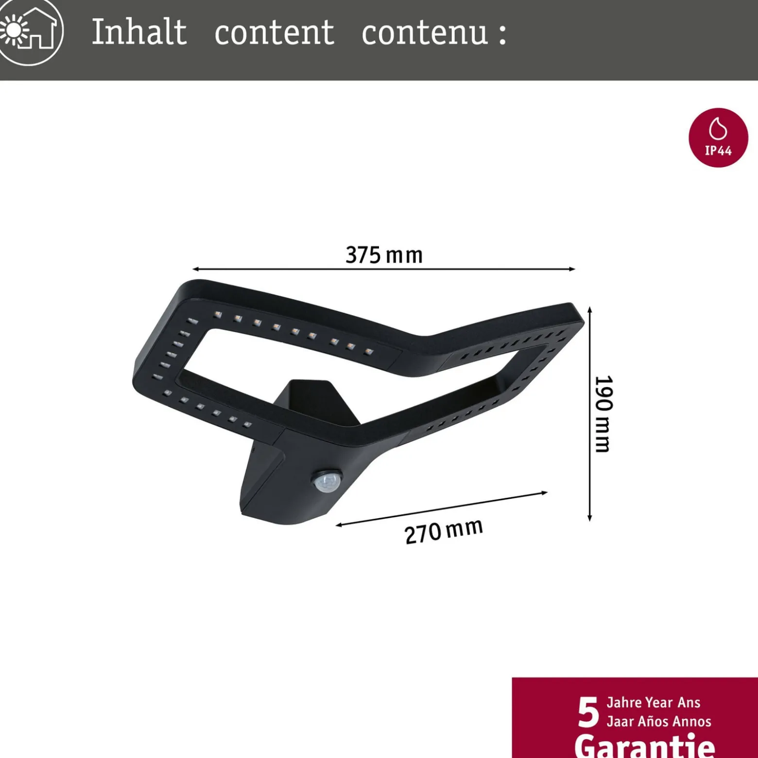 Paulmann Smart-anturiseinävalaisin Alara, RGBW antrasiitti IP44