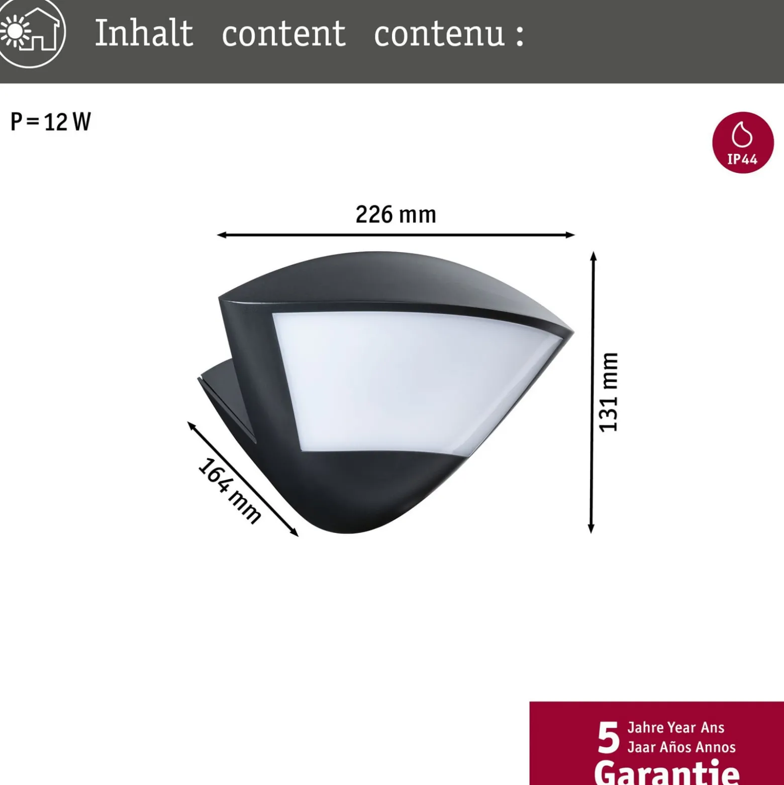 Paulmann Smart sensor ulkoseinävalaisin Skyla antrasiitti CCT IP44