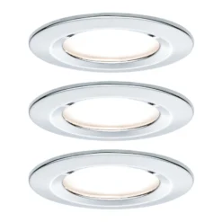 Paulmann 3-spotti Nova, pyöreä, kiinteä, kromi, IP44, GU10, himmennettävä