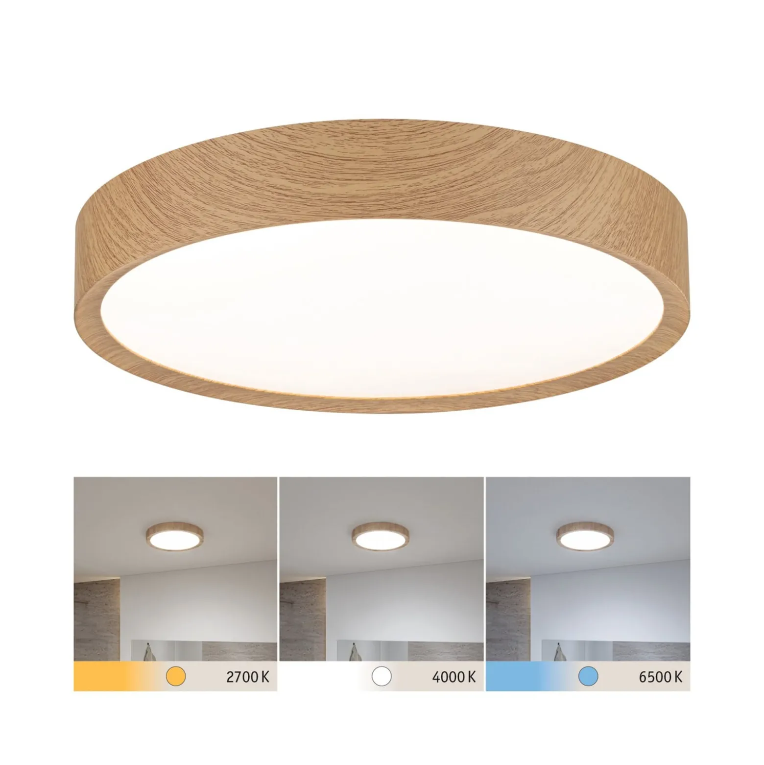 Paulmann Tega LED-kattovalaisin IP44 CCT puu