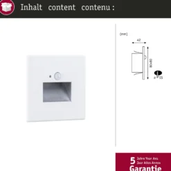 Paulmann upotettava LED-seinävalaisin Edge Quadro, valkoinen 8x8 cm