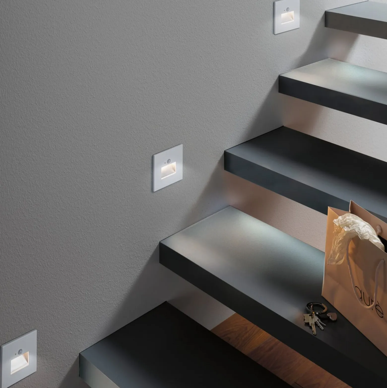 Paulmann upotettava LED-seinävalaisin Edge Quadro, valkoinen 8x8 cm