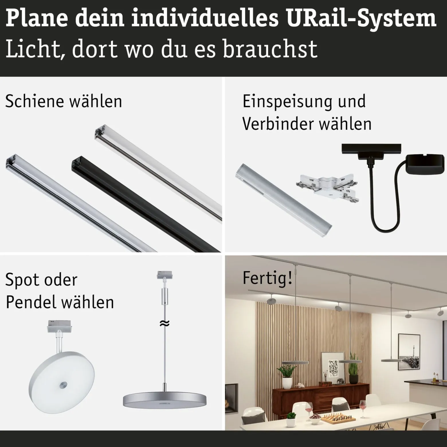 Paulmann URail Hildor-LED-riippuvalo kromi 4 000 K