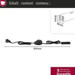 Paulmann URail -syöttöjohto/kytkin, mattamusta, 2,4 m