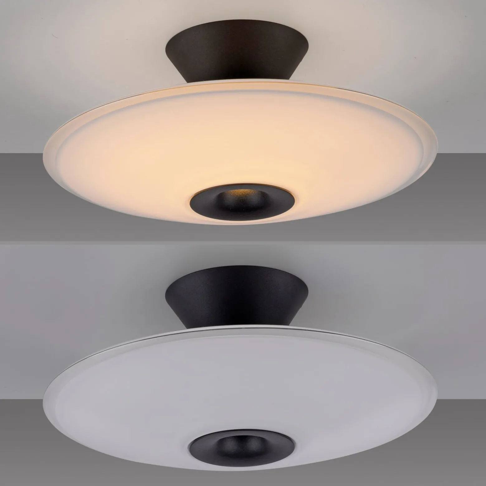 Paul Neuhaus LED-kattovalaisin Elipsa, valkoinen/musta, Ø 35 cm
