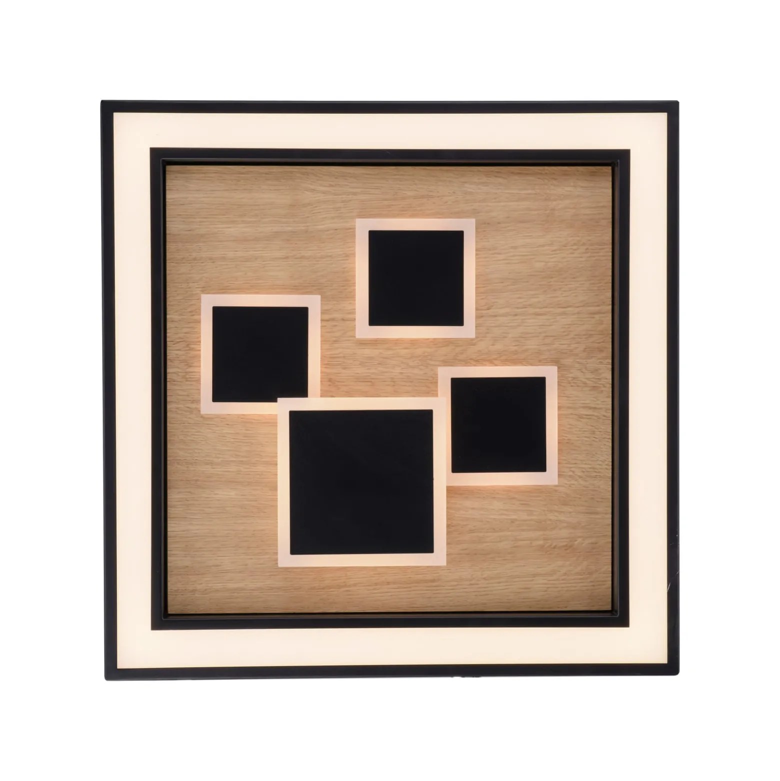 Paul Neuhaus LED-kattovalaisin Eliza, öljyttyä tammea, 48 x 48 cm