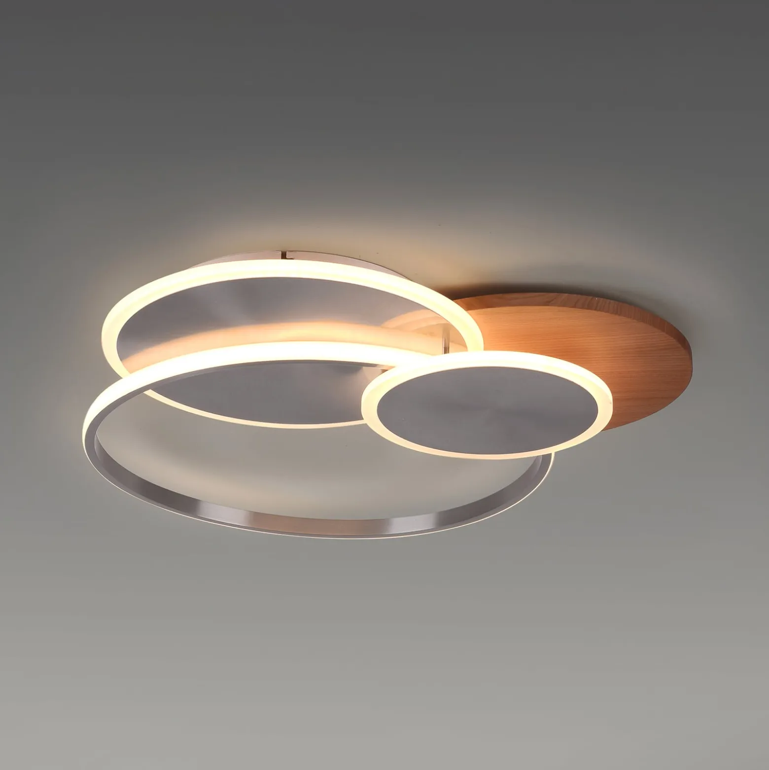Paul Neuhaus LED-kattovalaisin Palma, puu, CCT, 65cm, himmennettävä