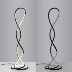 Paul Neuhaus LED-lattiavalo Twist, musta, korkeus 143 cm