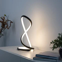 Paul Neuhaus LED-pöytälamppu Twist, musta, korkeus 42 cm