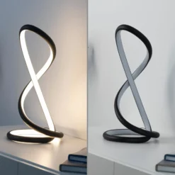 Paul Neuhaus LED-pöytälamppu Twist, musta, korkeus 42 cm