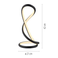 Paul Neuhaus LED-pöytälamppu Twist, musta, korkeus 42 cm