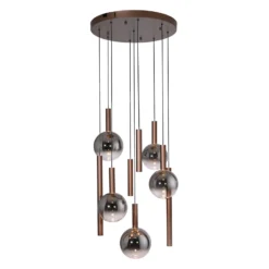 Paul Neuhaus LED-riippuvalaisin Bowl, Ø 63 cm, ruskea/harmaa