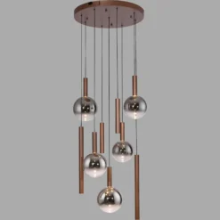 Paul Neuhaus LED-riippuvalaisin Bowl, Ø 63 cm, ruskea/harmaa