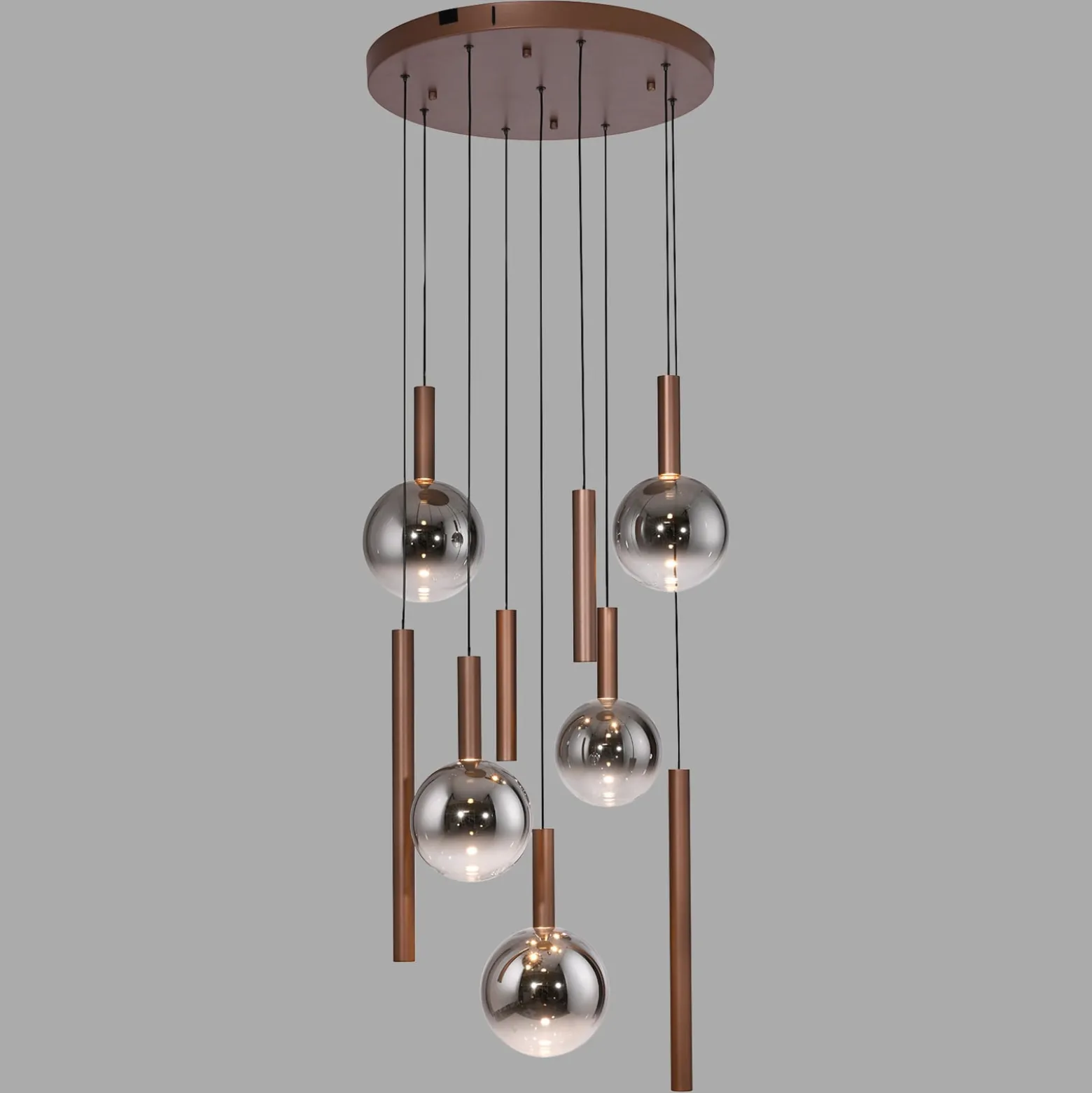 Paul Neuhaus LED-riippuvalaisin Bowl, Ø 63 cm, ruskea/harmaa