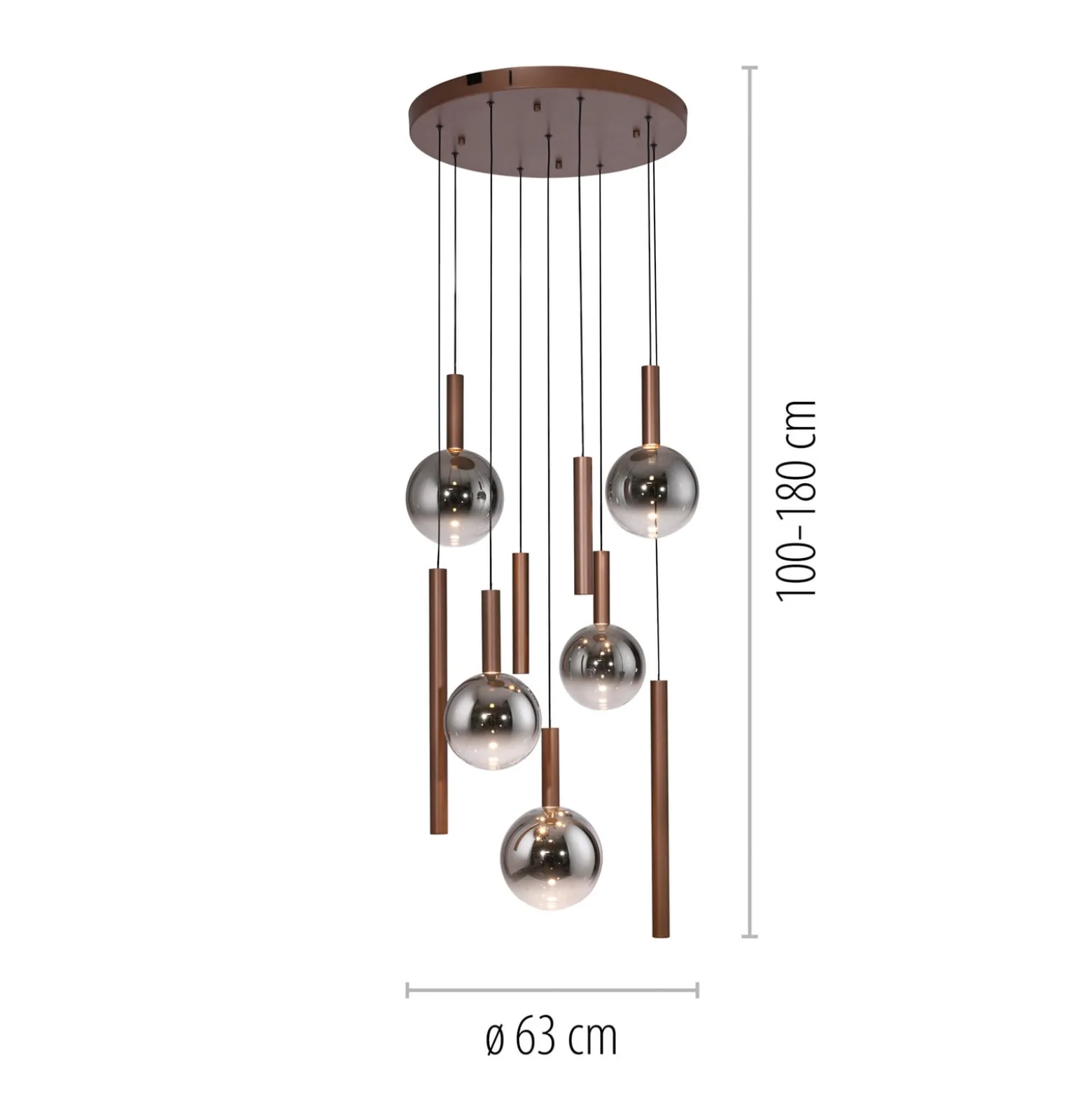 Paul Neuhaus LED-riippuvalaisin Bowl, Ø 63 cm, ruskea/harmaa