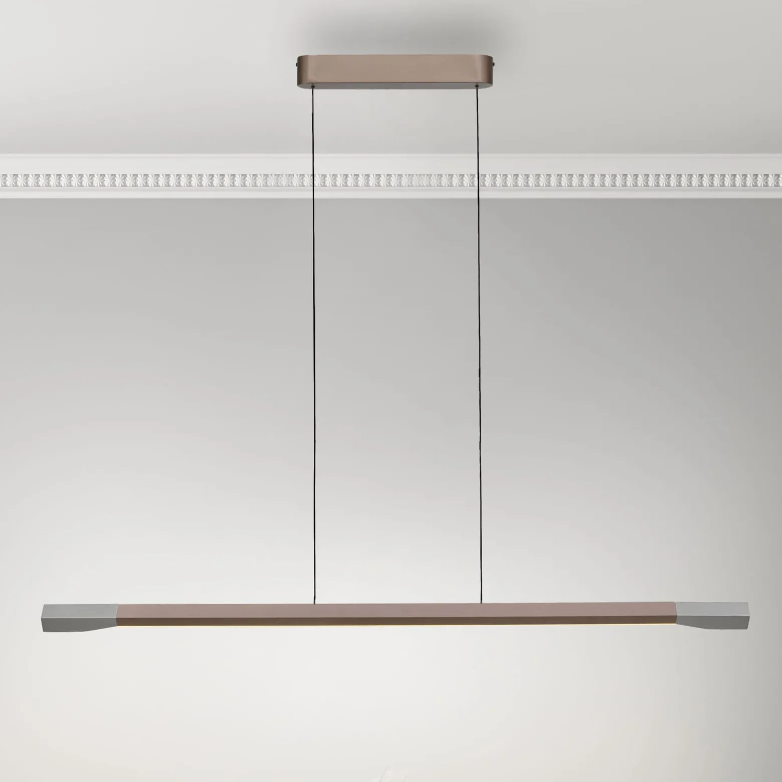 Paul Neuhaus LED-riippuvalaisin Hoop, ruskea, 128 cm, himmennettävä
