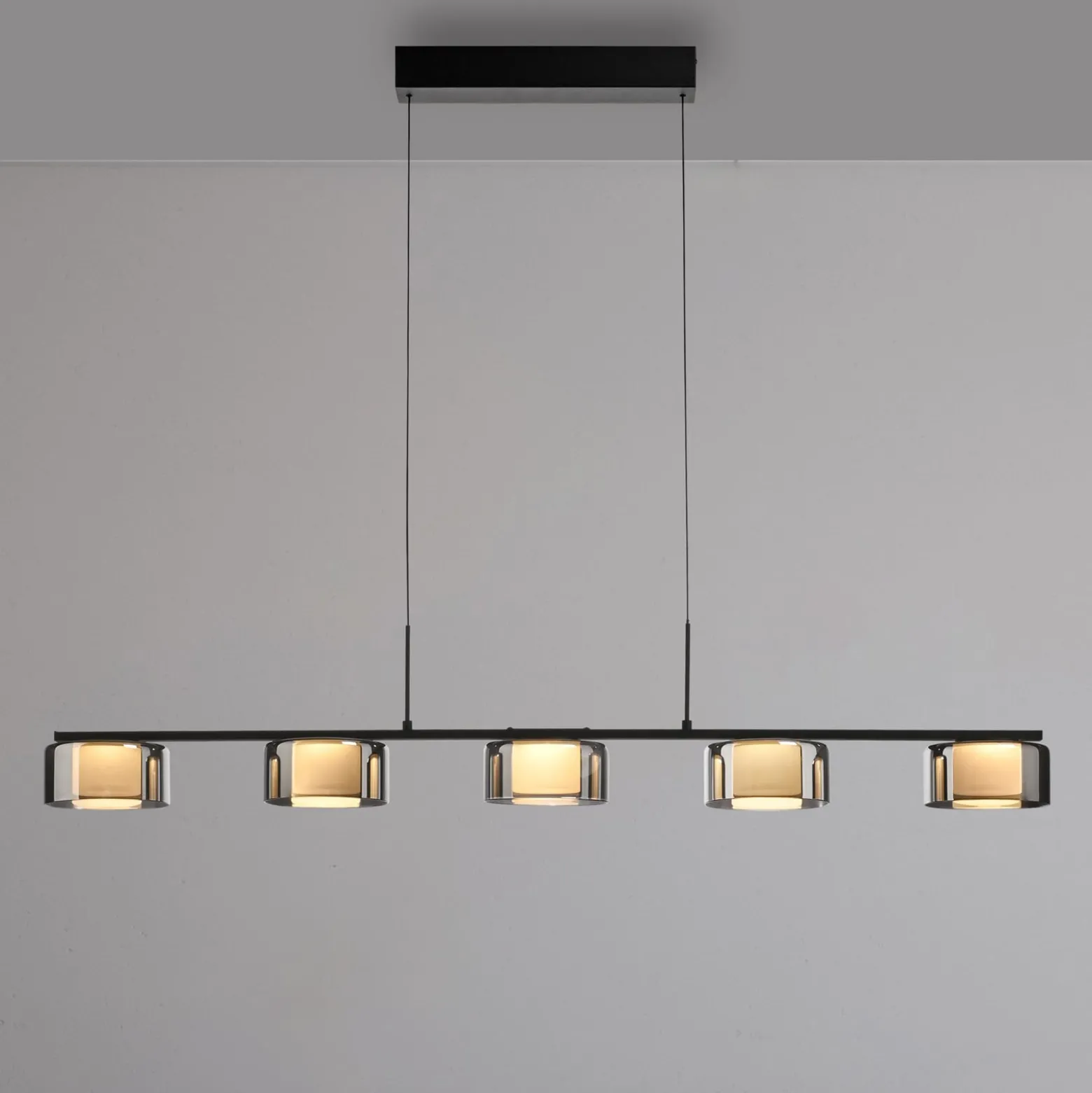 Paul Neuhaus LED-riippuvalaisin Rika, 119 cm, lasi, himmennettävä