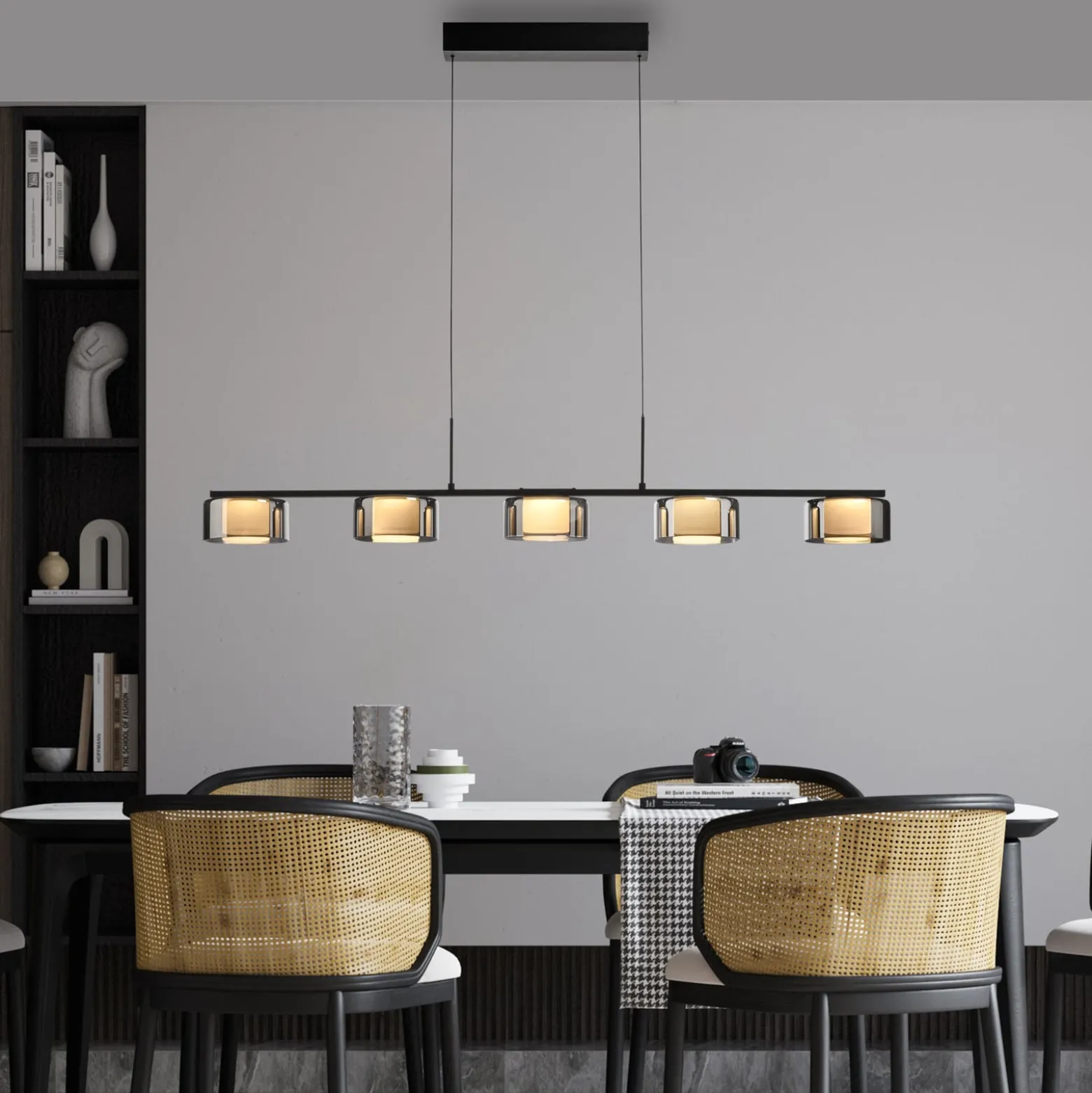 Paul Neuhaus LED-riippuvalaisin Rika, 119 cm, lasi, himmennettävä