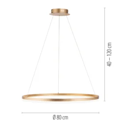 Paul Neuhaus LED-riippuvalaisin Titus, Ø 80 cm, messinkiä, himmennettävä