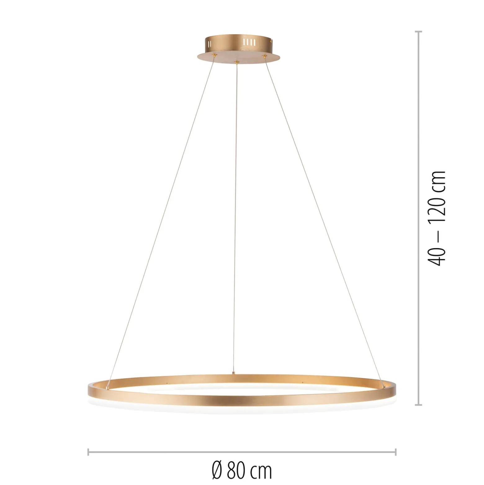 Paul Neuhaus LED-riippuvalaisin Titus, Ø 80 cm, messinkiä, himmennettävä