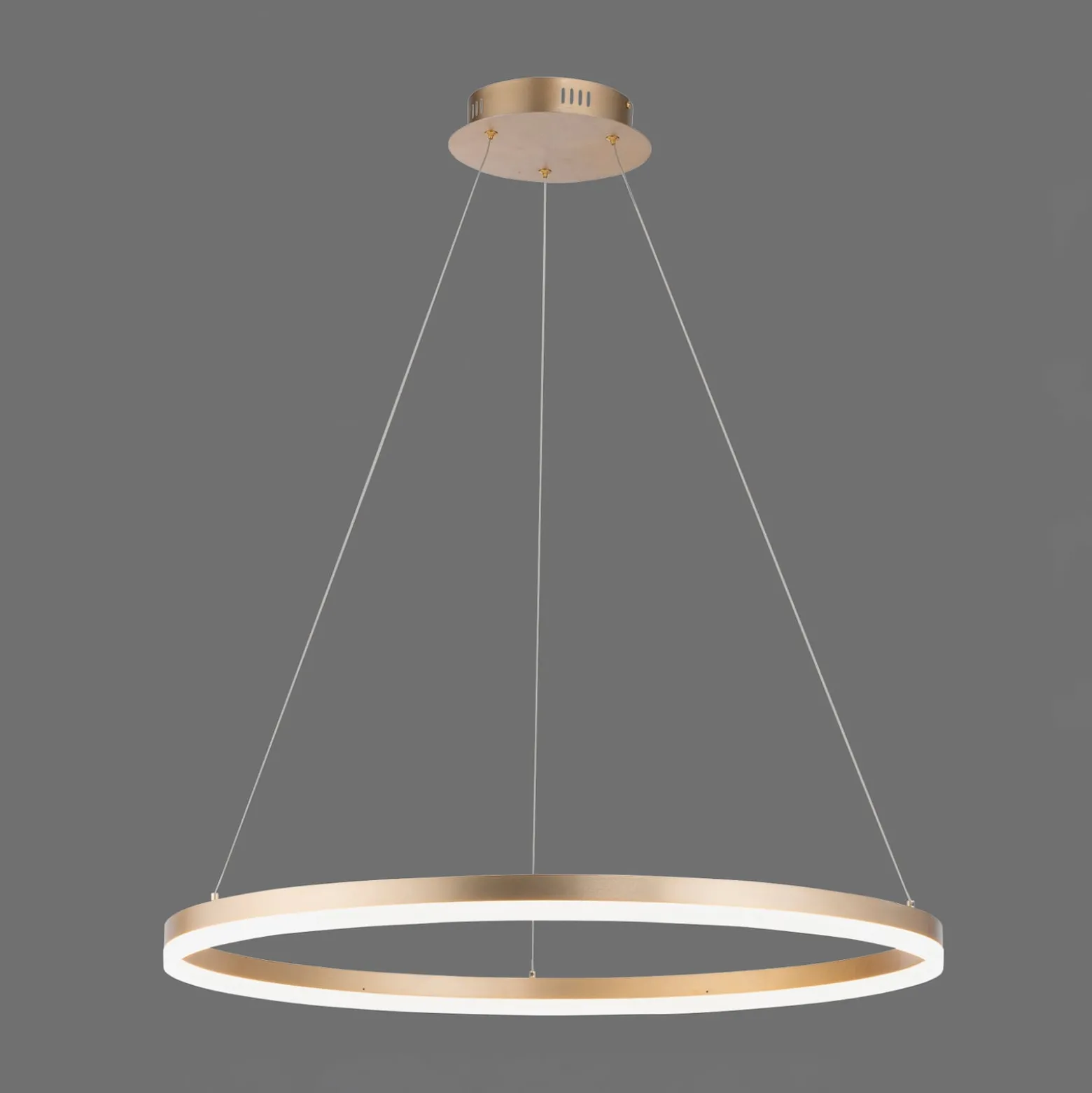 Paul Neuhaus LED-riippuvalaisin Titus, Ø 80 cm, messinkiä, himmennettävä