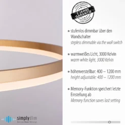 Paul Neuhaus LED-riippuvalaisin Titus, Ø 80 cm, messinkiä, himmennettävä