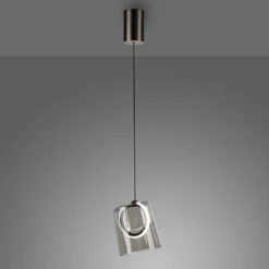 Paul Neuhaus LED-riippuvalaisin Zula, savunharmaa, Ø 15 cm, lasi