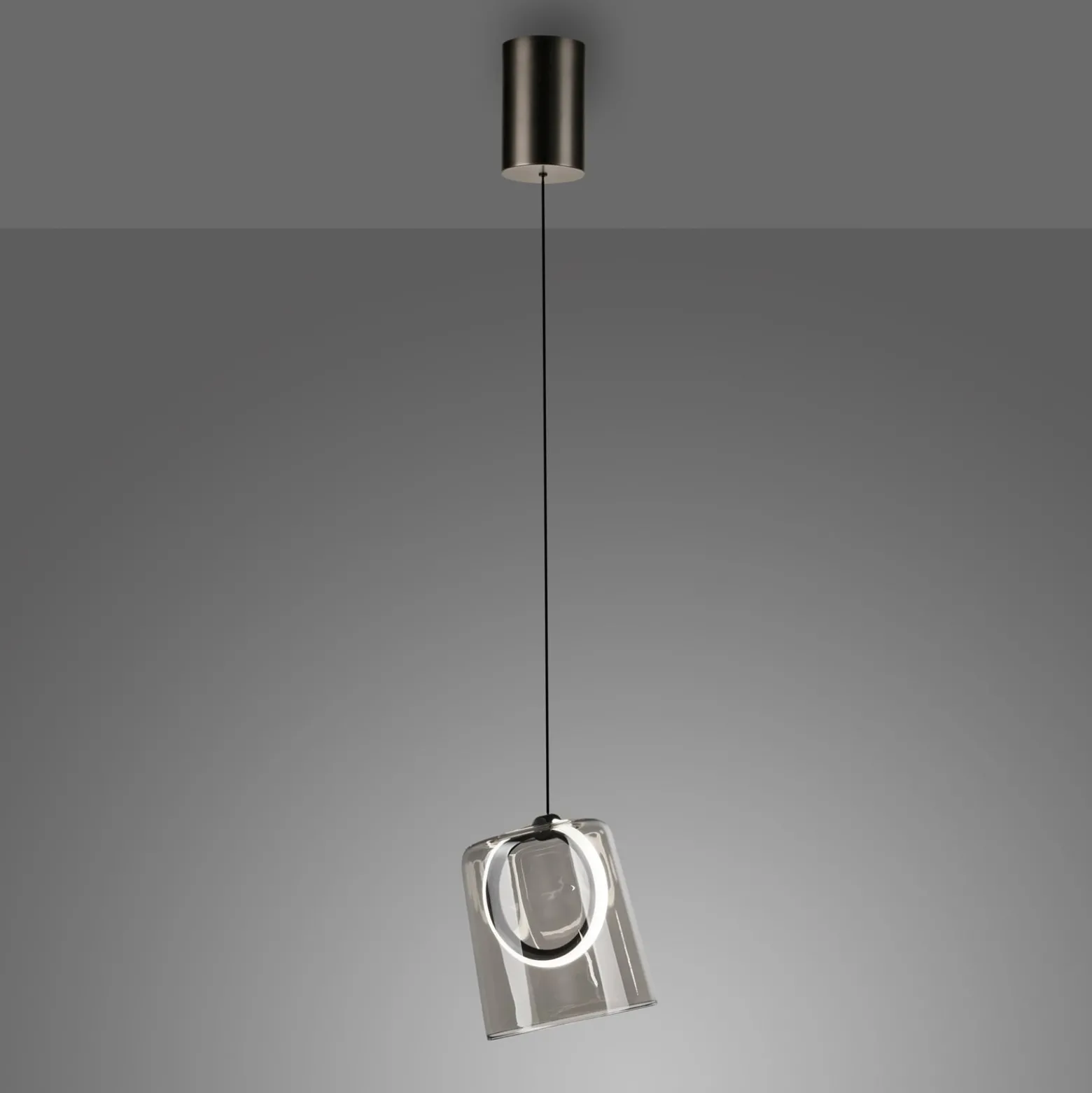 Paul Neuhaus LED-riippuvalaisin Zula, savunharmaa, Ø 15 cm, lasi