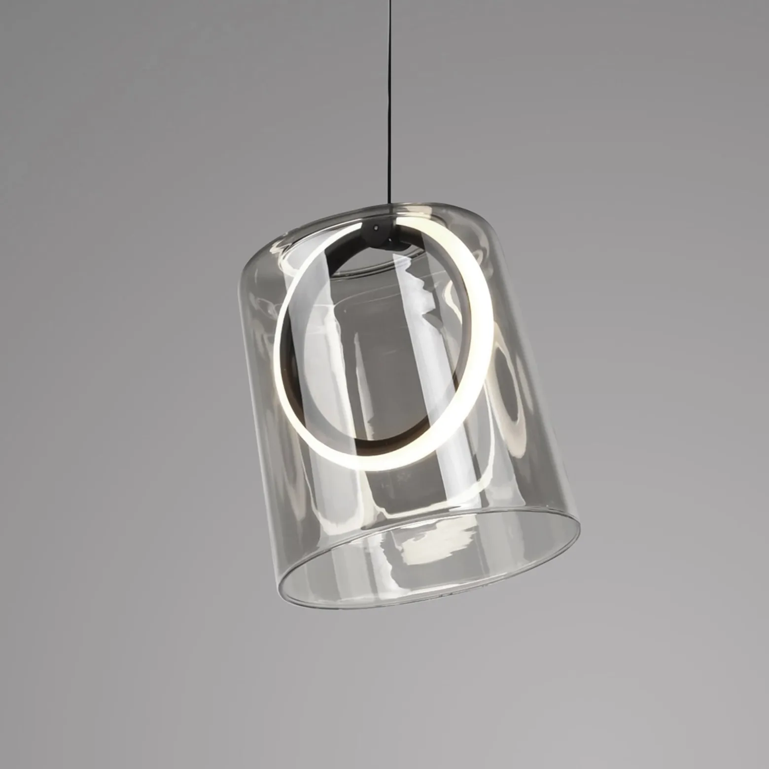 Paul Neuhaus LED-riippuvalaisin Zula, savunharmaa, Ø 15 cm, lasi