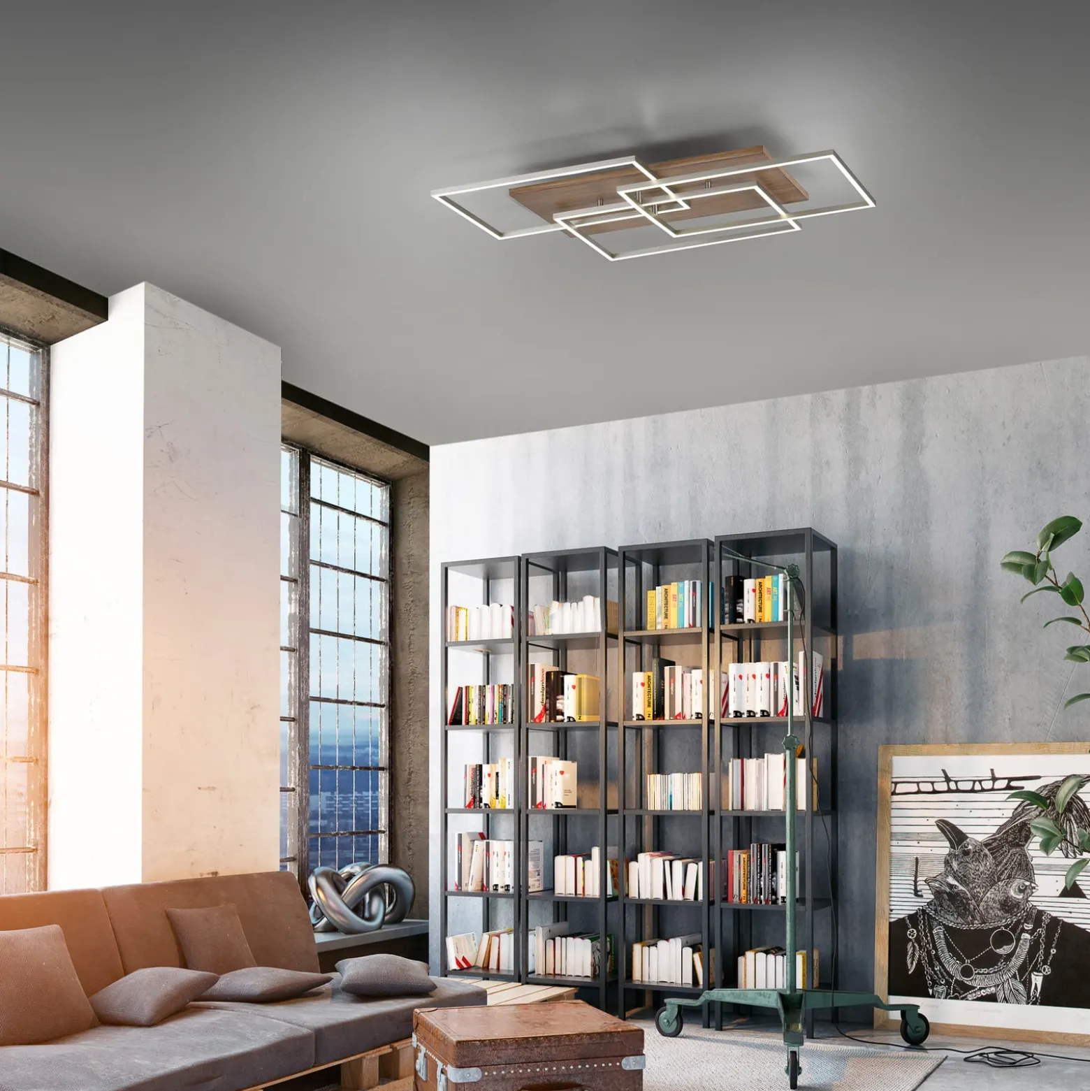 Paul Neuhaus Palma -LED-kattovalaisin, CCT, kehys