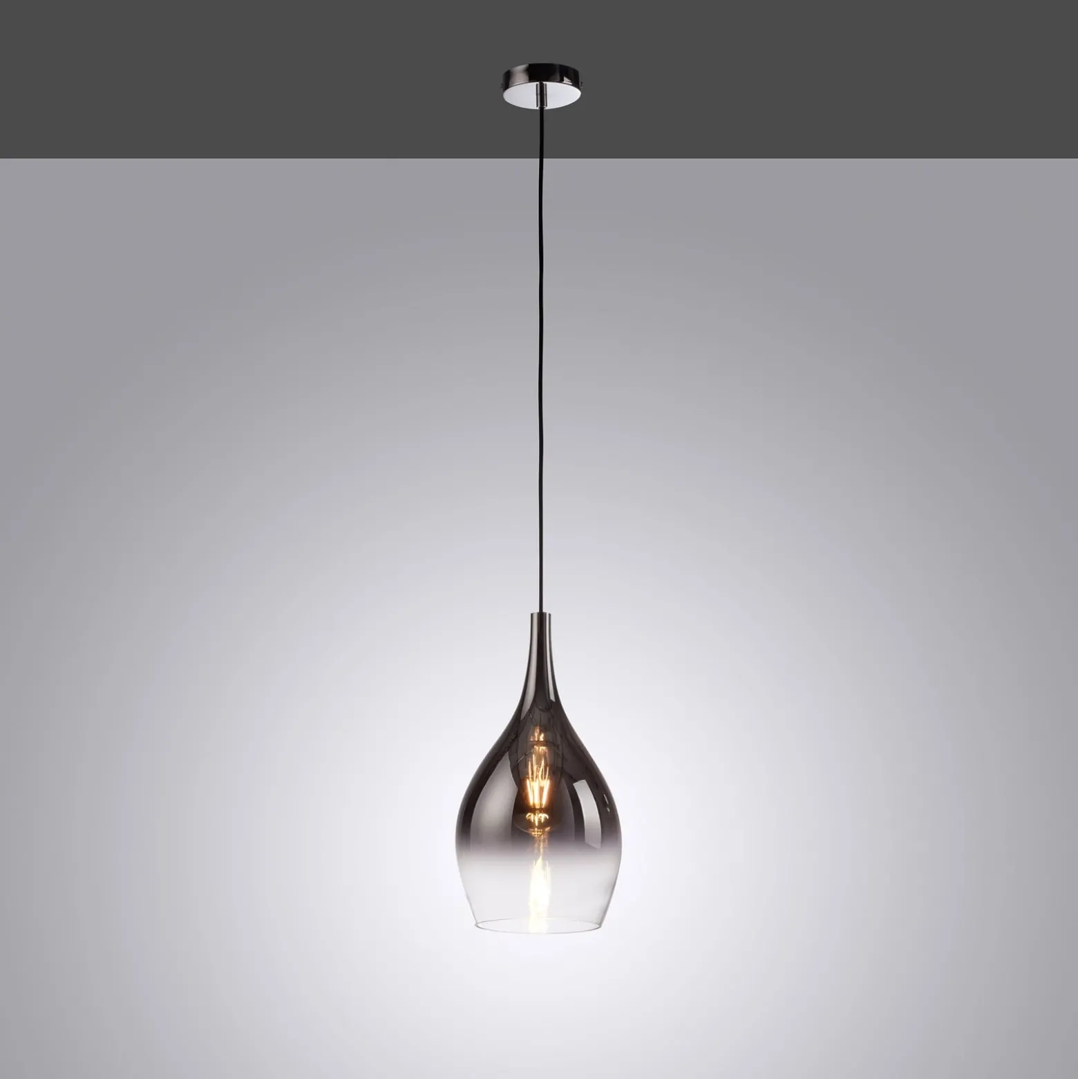 Paul Neuhaus Pilua -riippuvalo, savuharmaa, lasi, Ø 20 cm, E27