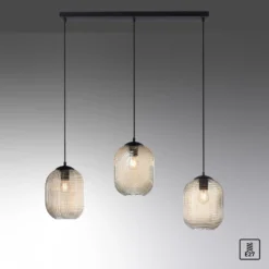 Paul Neuhaus Shitake riippuvalaisin, meripihka, lasi, 86 cm, E27