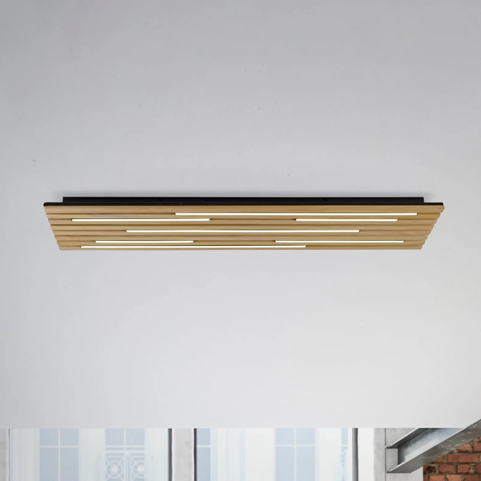 Paul Neuhaus Smart LED kattovalaisin Q-Acoustic puu 115 x 31cm