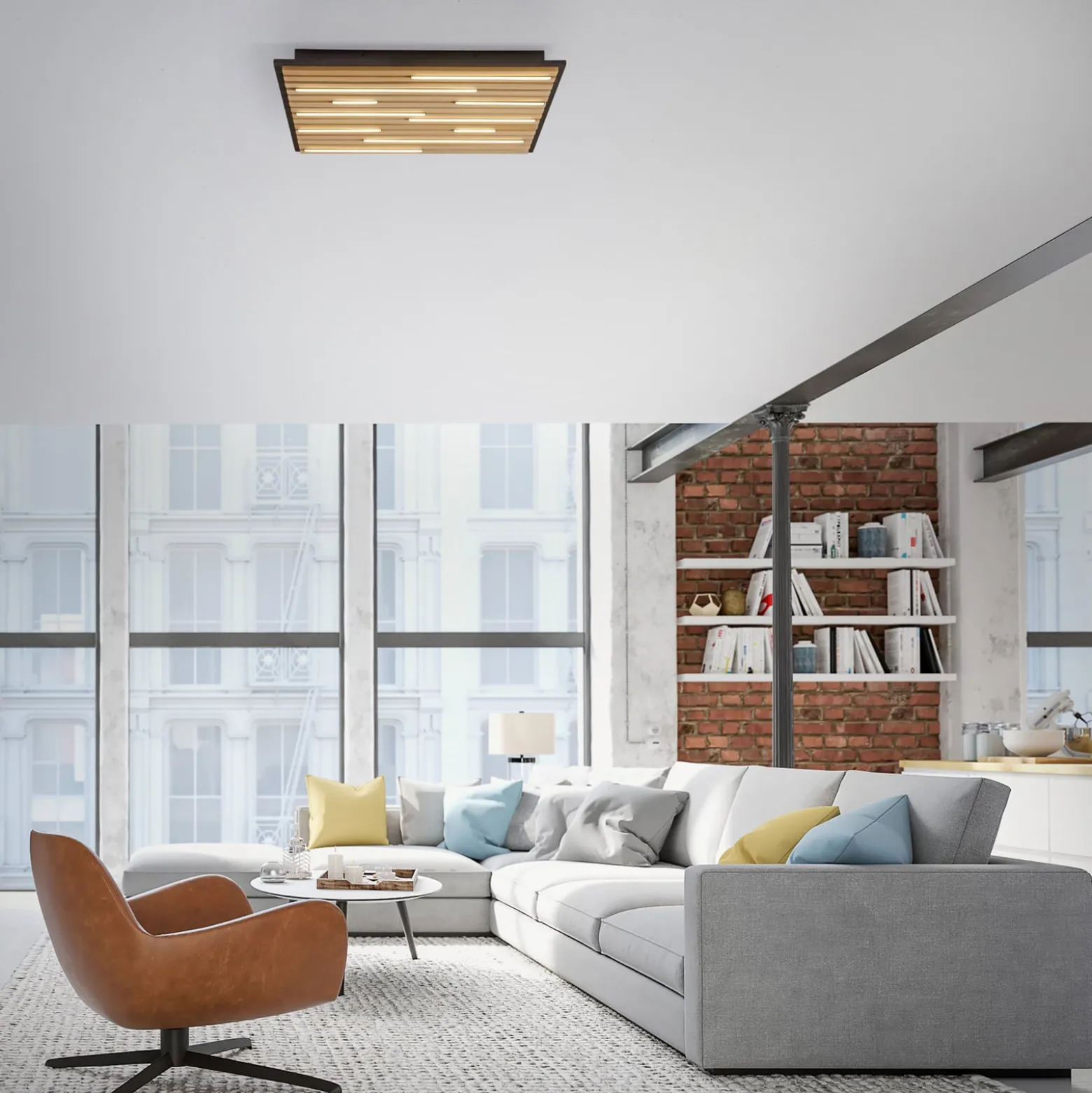 Paul Neuhaus Smart LED kattovalaisin Q-Acoustic puu 62 x 62 cm 62 x 62 cm