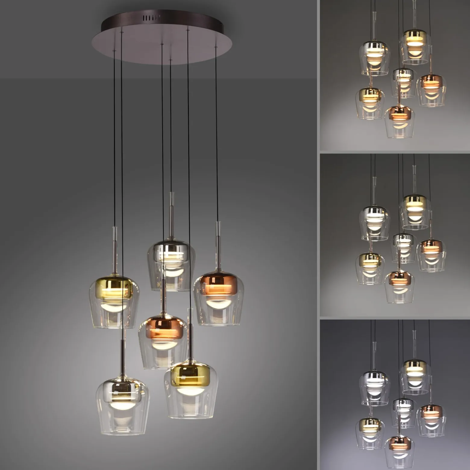 Paul Neuhaus Smart LED-riippuvalaisin Q-Kon monivärinen 6-valo 6 valoa