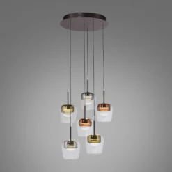 Paul Neuhaus Smart LED-riippuvalaisin Q-Kon monivärinen 6-valo 6 valoa