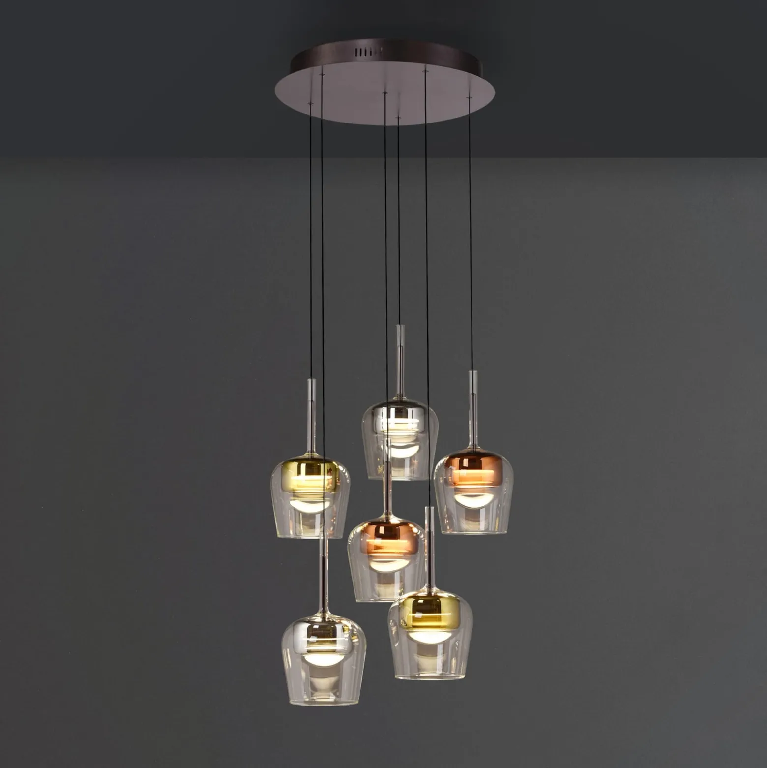 Paul Neuhaus Smart LED-riippuvalaisin Q-Kon monivärinen 6-valo 6 valoa
