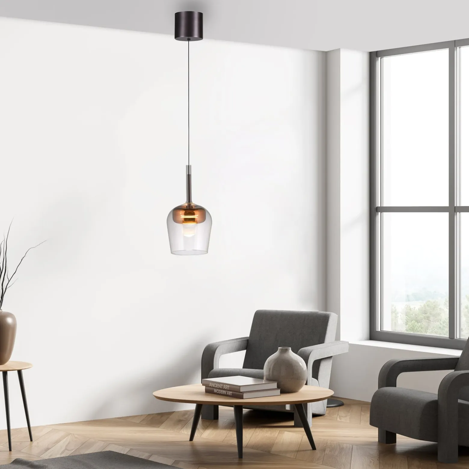 Paul Neuhaus Smart LED-ripustusvalaisin Q-Kon kuparin värinen Ø 21 cm