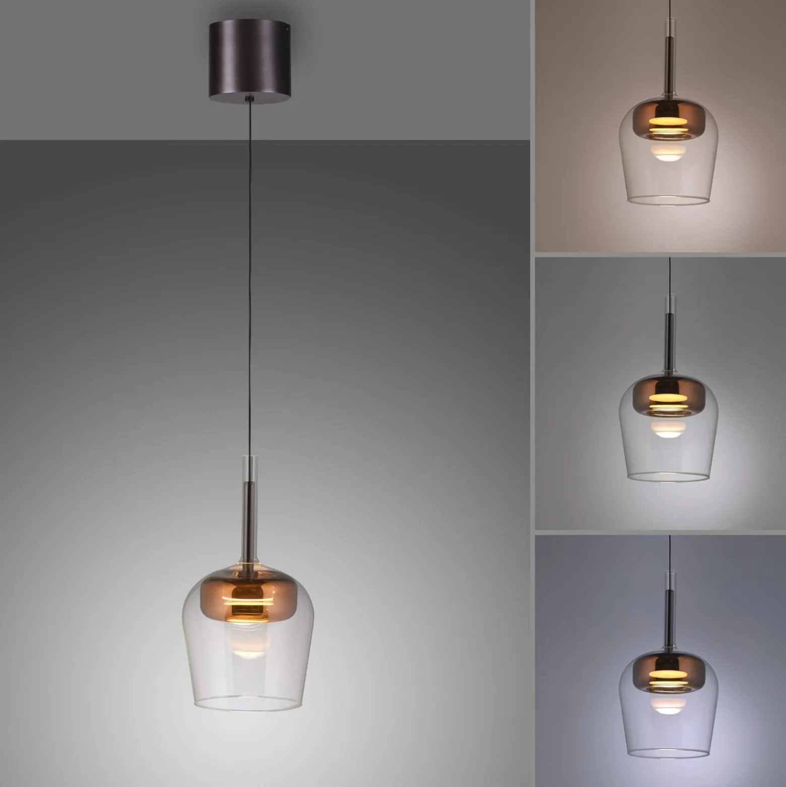 Paul Neuhaus Smart LED-ripustusvalaisin Q-Kon kuparin värinen Ø 21 cm