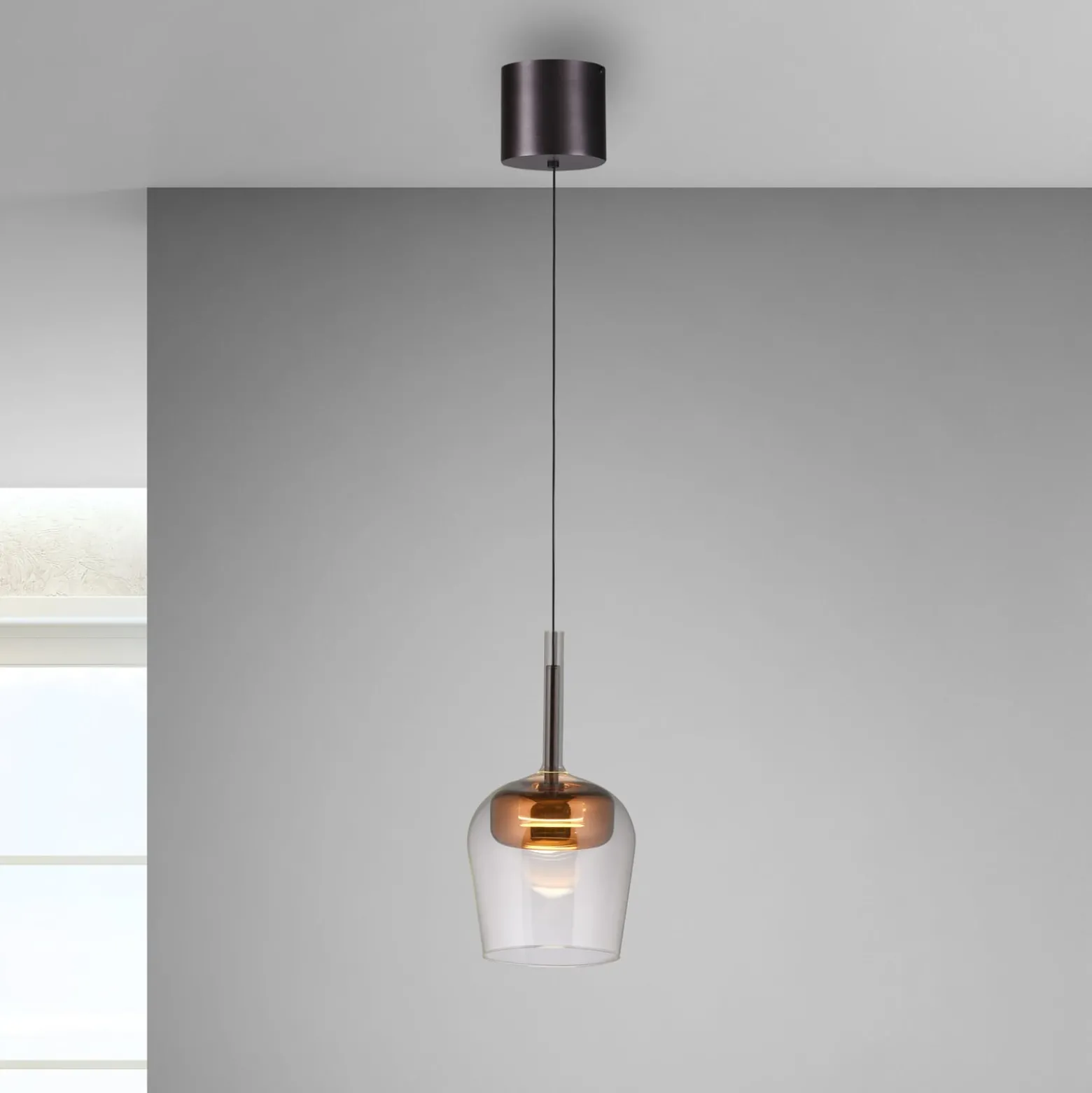 Paul Neuhaus Smart LED-ripustusvalaisin Q-Kon kuparin värinen Ø 21 cm