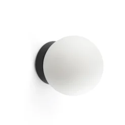 Ping LED-seinävalaisin, musta/opal, lasi, alumiini, Ø 10 cm