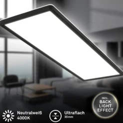 Pinta-asennettava LED-paneeli Slim 58x20cm on/off 4,000K musta