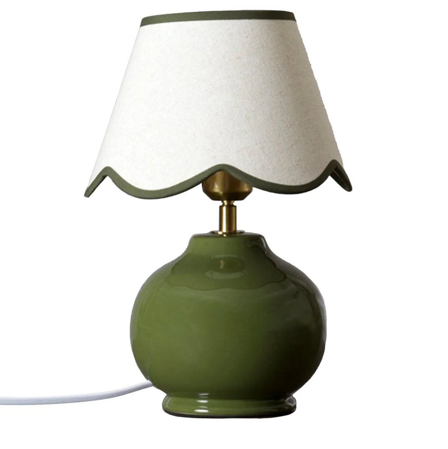 PR Home pöytälamppu Nell, sammalvihreä, keraaminen, korkeus 34 cm, E27