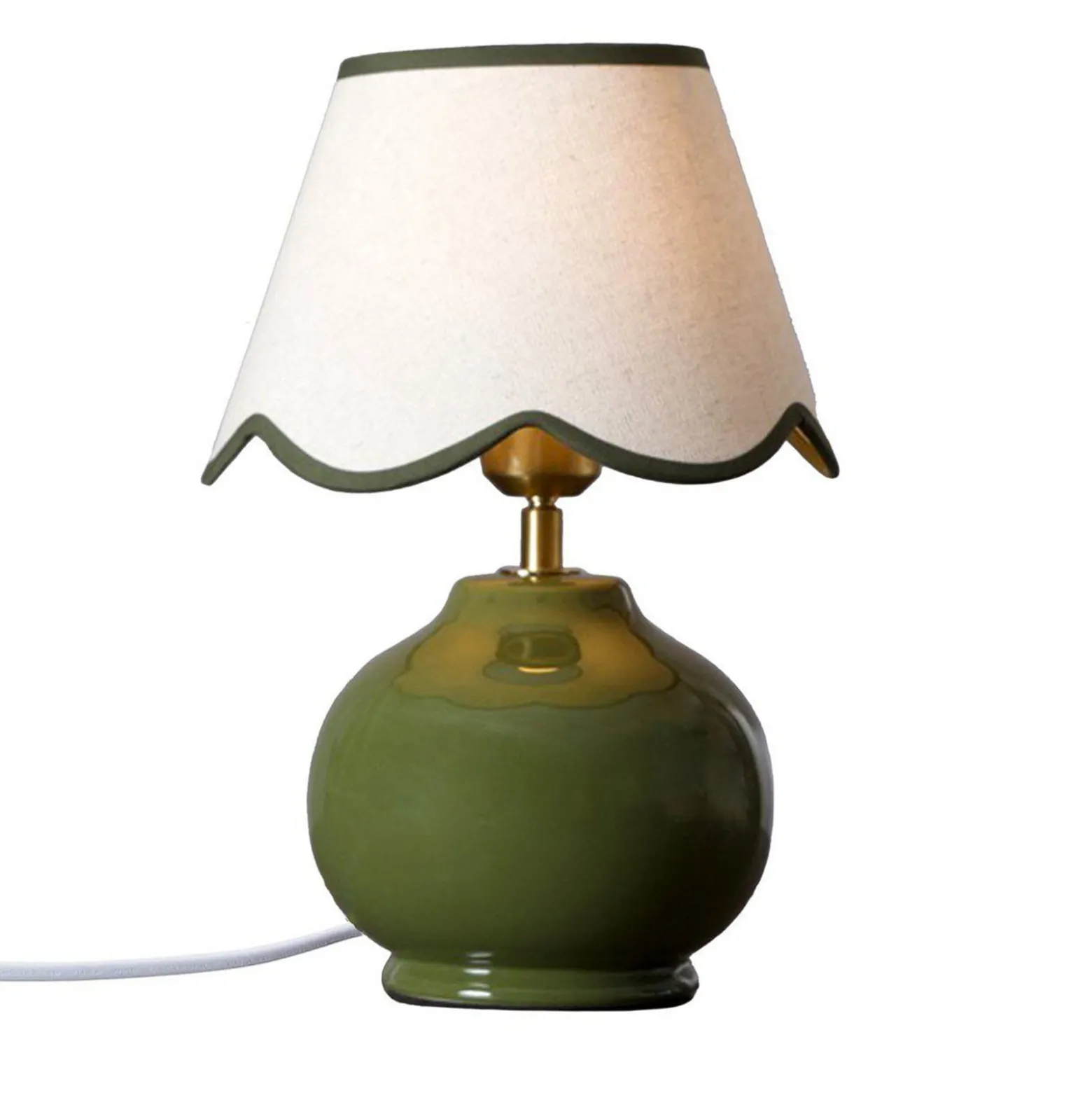 PR Home pöytälamppu Nell, sammalvihreä, keraaminen, korkeus 34 cm, E27