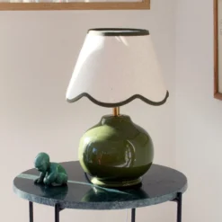 PR Home pöytälamppu Nell, sammalvihreä, keraaminen, korkeus 34 cm, E27