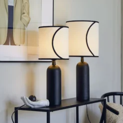 PR Home pöytävalaisin Carter Celyn Ava luonnonvalkoinen/musta Ø 20 cm