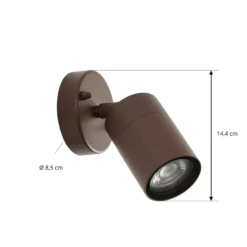 PRIOSin Tulimar-ulkoseinävalaisin, 14 cm, ruosteenvärinen, kääntyvä, IP44