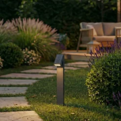PRIOS LED-aurinkokäyttöinen valaisin Lestor, antrasiitti, himmennettävä, IP65
