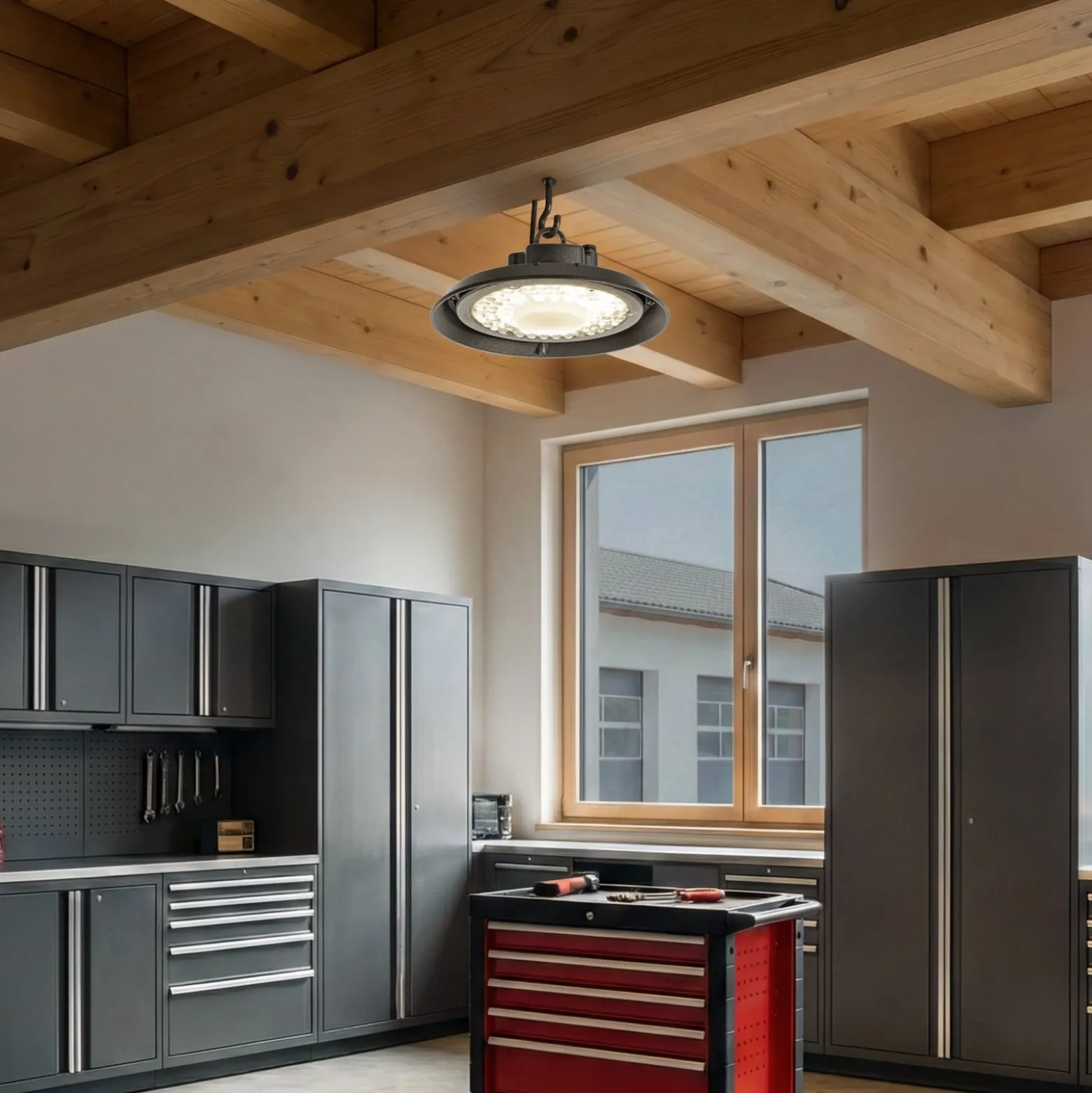 PRIOS LED-hallivalaisin Maikel, musta, IP65, Highbay